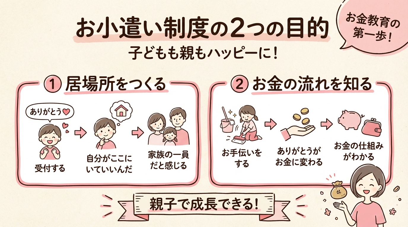 お小遣い制度の2つの目的。①居場所をつくる ②お金の流れを知る